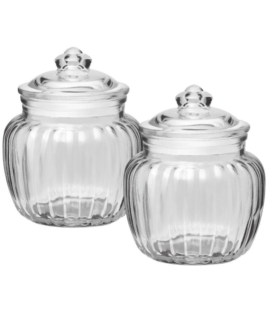     			Treo By Milton Pot Jar With Glass Lid, Set of 2, 670 ml Each, Transparent | Air Tight | Storage Jar | Kitchen Organiser | Modular | Dishwasher Safe