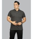 Xmex Pack of 1 Cotton Blend Regular Fit Printed Half Sleeves Men's Polo T Shirt ( Charcoal Grey )