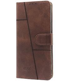 Kosher Traders - Brown Artificial Leather Flip Cover Compatible For Vivo V21E ( Pack of 1 )