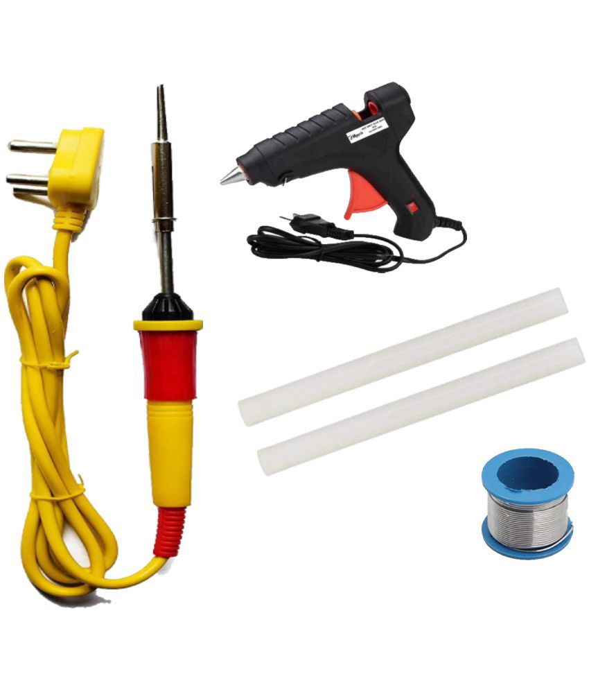     			ALDECO: ( 4 in 1 ) Soldering Iron Kit contains- Yellow Iron, Glue Gun, 2 Glue, Stick, Wire