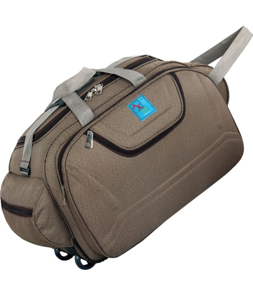     			AXEN BAGS - Brown Polyester Duffle Trolley