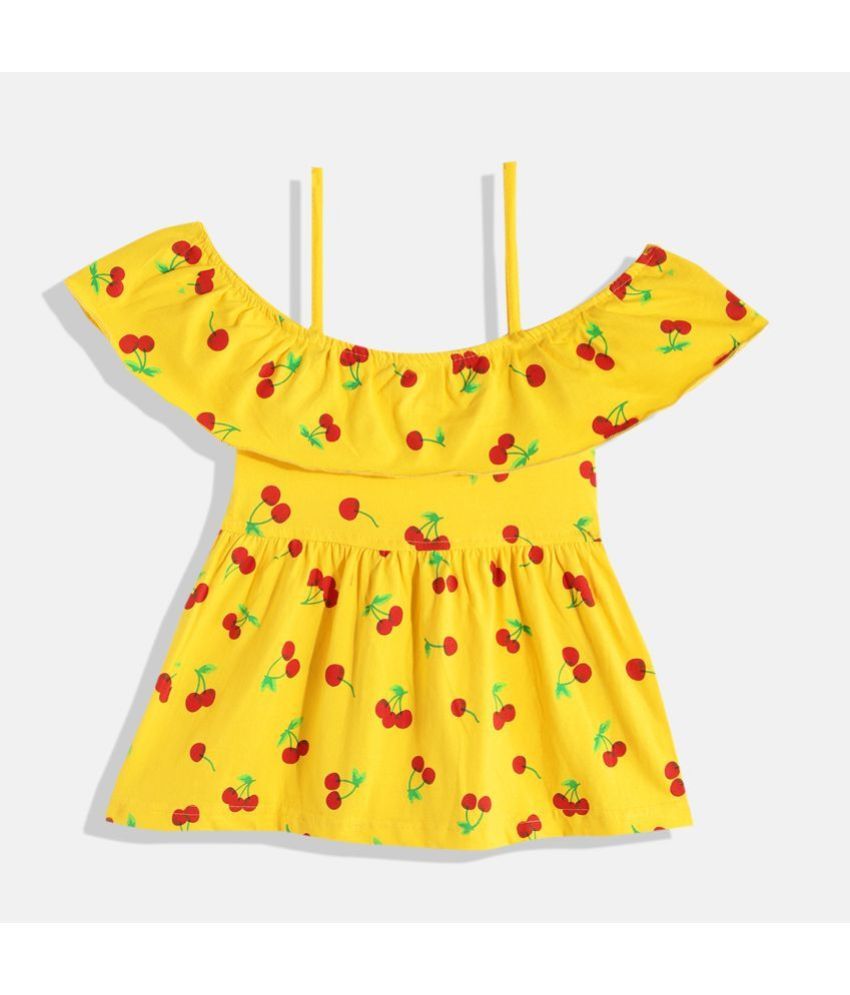     			CATCUB - Yellow Cotton Girls Frock ( Pack of 1 )