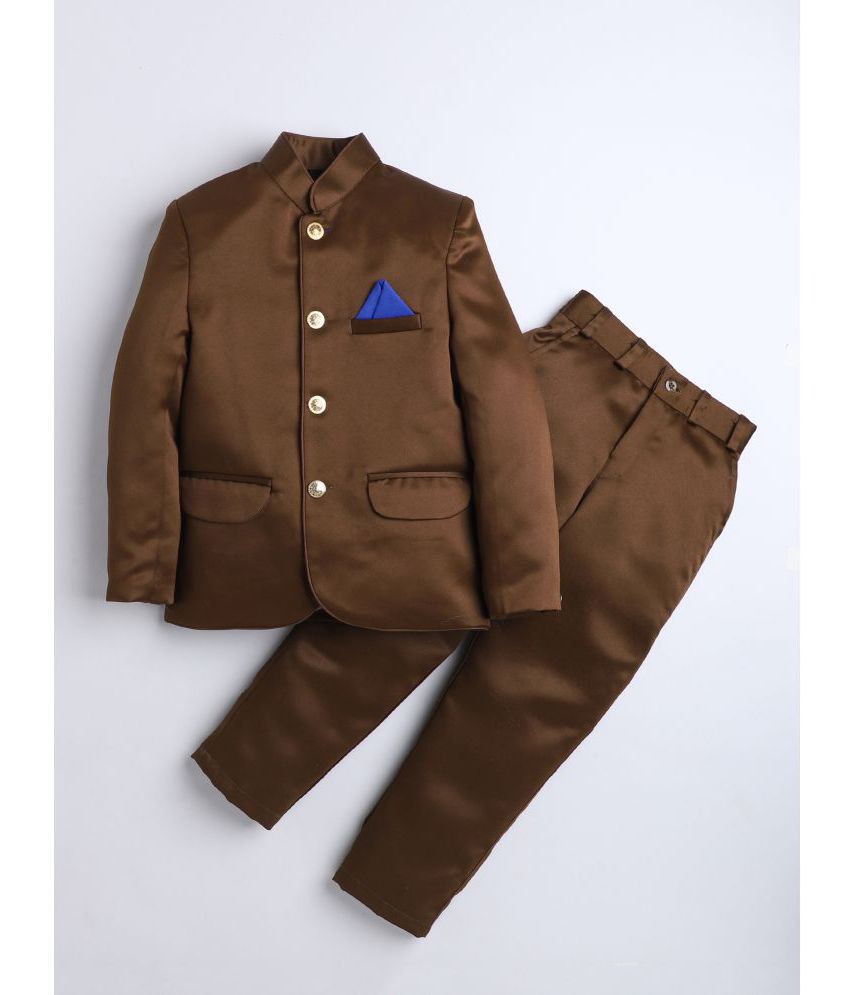     			DKGF Fashion - Brown Polyester Boys 2 Piece Suit ( Pack of 1 )