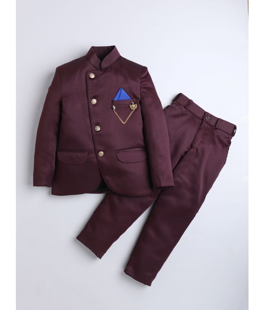     			DKGF Fashion - Burgundy Polyester Boys 2 Piece Suit ( Pack of 1 )