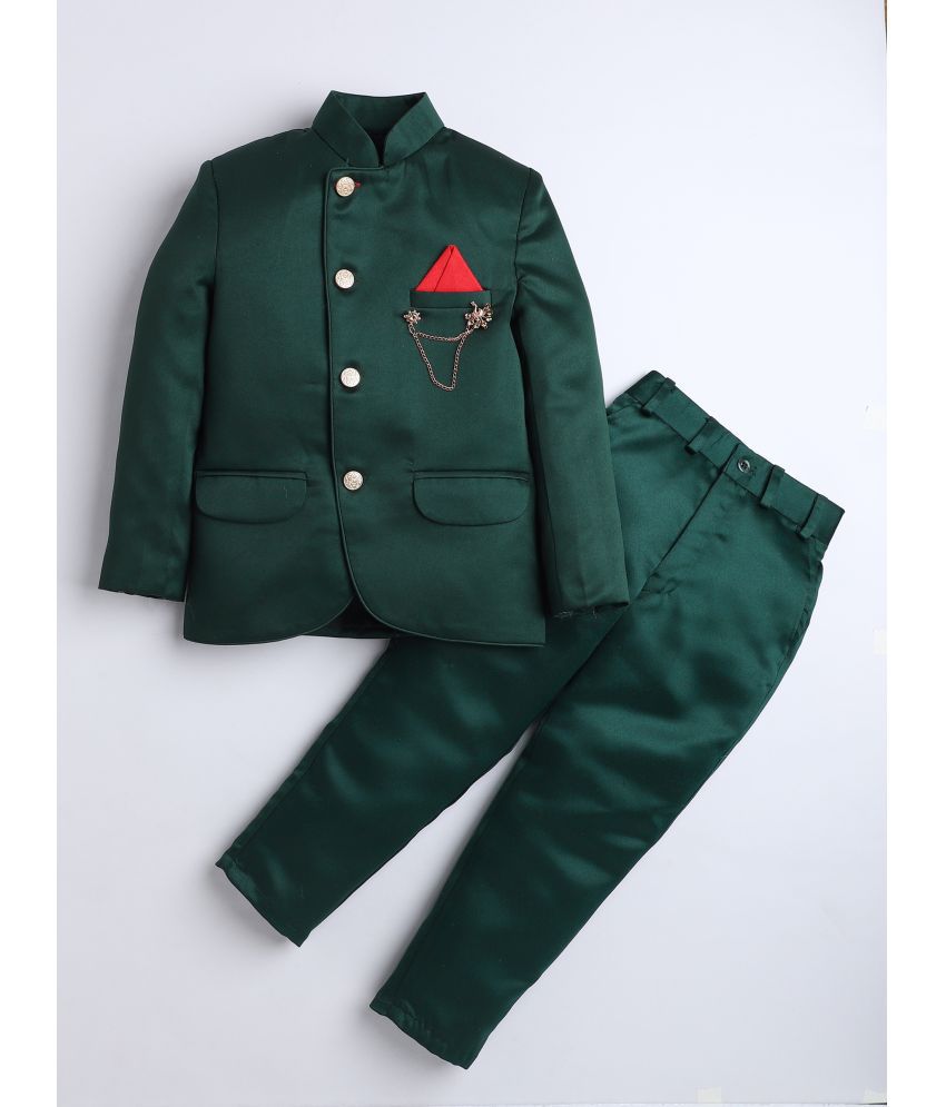 DKGF Fashion - Dark Green Polyester Boys 2 Piece Suit ( Pack of 1 )