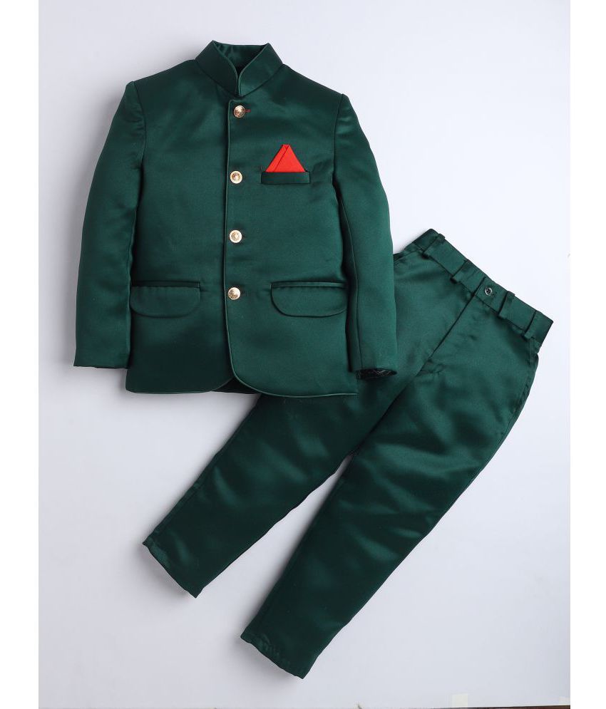     			DKGF Fashion - Dark Green Polyester Boys 2 Piece Suit ( Pack of 1 )