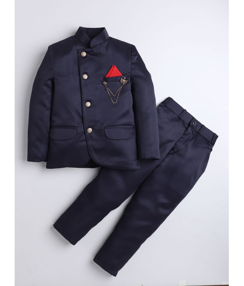    			DKGF Fashion - Navy Polyester Boys 2 Piece Suit ( Pack of 1 )
