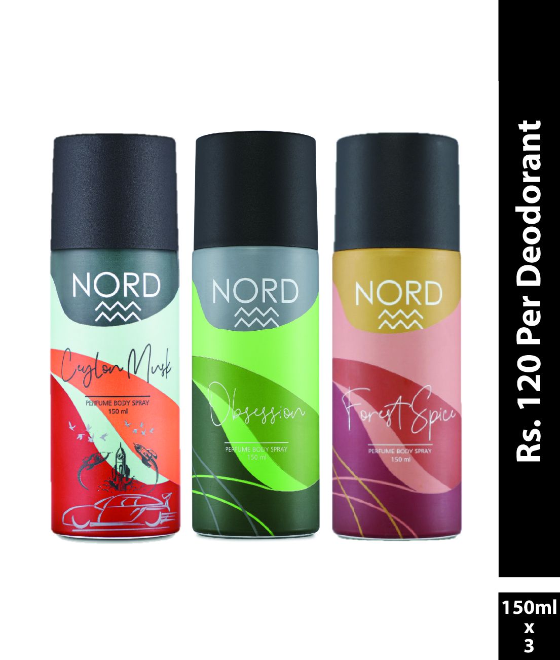NORD Deodorant Body Spray Obsession, Forest Spice and Ceylon Musk 150