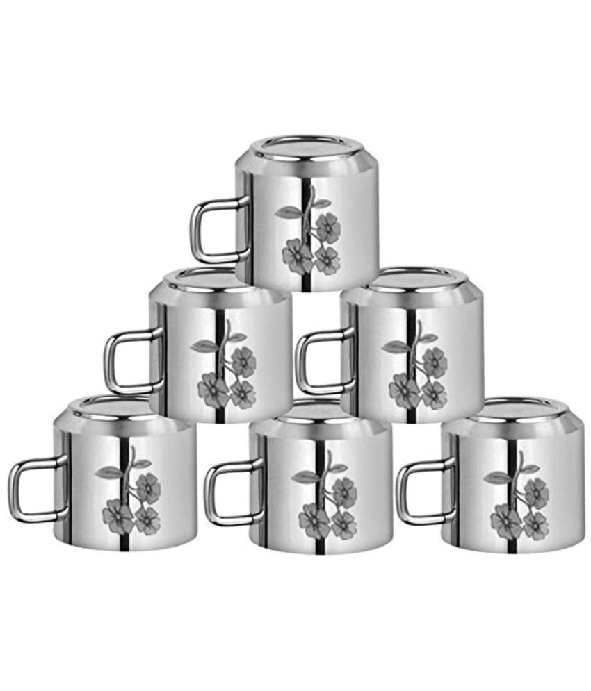     			VM OM SAI STEEL LIFETIME - Steel Double Walled Tea Cup 100 ml ( Pack of 6 )
