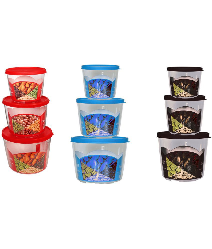 Woolco - pet jar set Multicolor Plastic Food Container ( Set of 9 ) - 900 ml