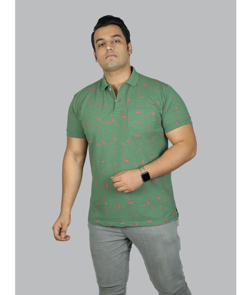 Xmex - Melange Green Cotton Blend Regular Fit Men's Polo T Shirt ( Pack of 1 )