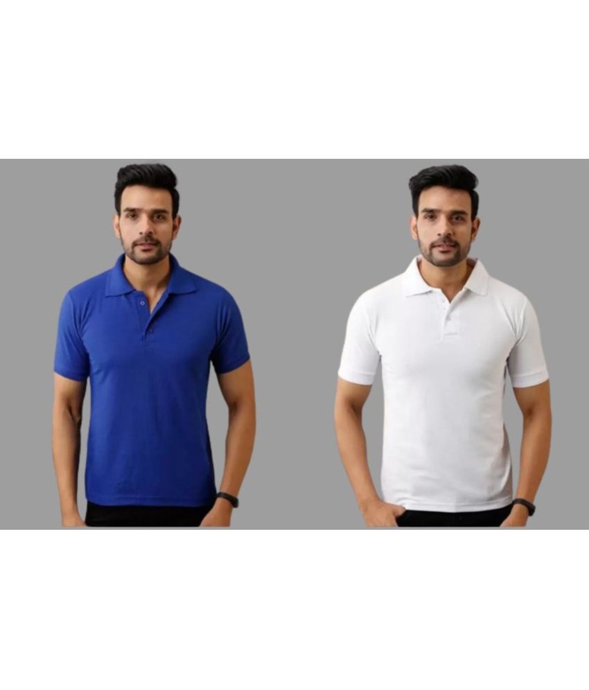     			SKYRISE - Multicolor Cotton Blend Slim Fit Men's Polo T Shirt ( Pack of 2 )