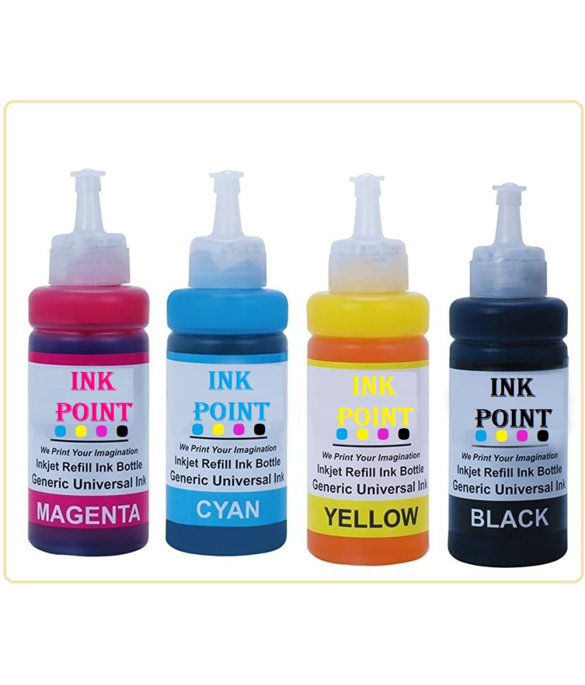     			INK POINT Multicolor Four bottles Refill Kit for Refill Ink Ink E_pson Printer L380 Dye Ink Compatible L130, L110, L210, L220, L310, L360