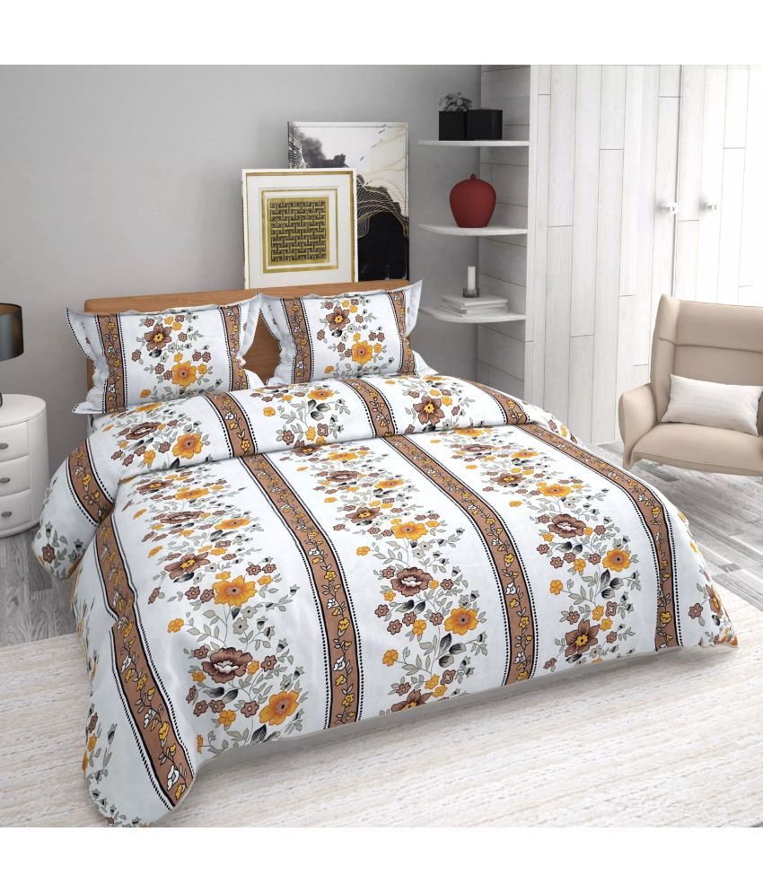     			Shaphio - Multicolor Poly Cotton Double Bedsheet with 2 Pillow Covers