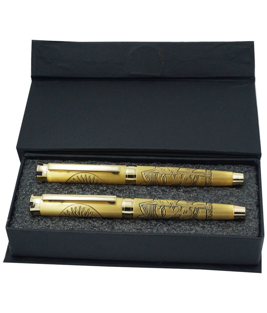     			auteur Premium Ardhnarishwar Shiva & Shakti Engraved On Metal Body Roller Ball Pen & Fountain Pen Best Pen Gift Set For Men & Women Executive