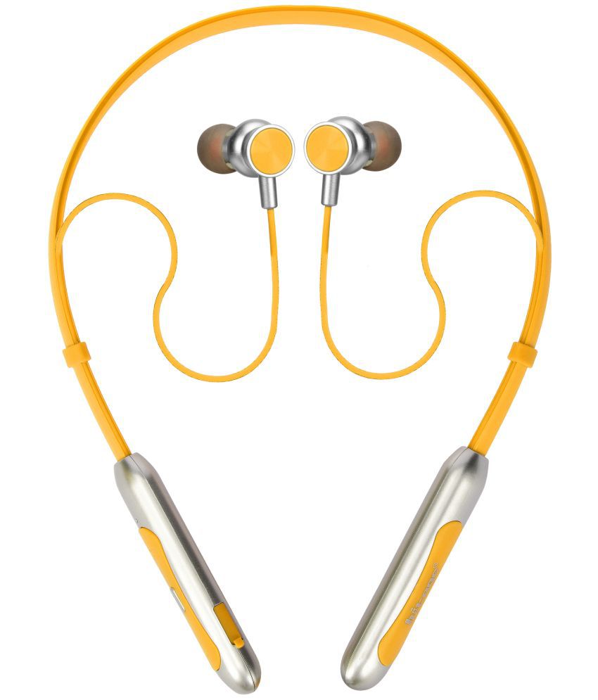 hitage NBT-5658 Neckband In Ear Bluetooth Neckband 18 Hours Playback IPX6(Water Resistant) Fast charging -Bluetooth V 5.0 Yellow