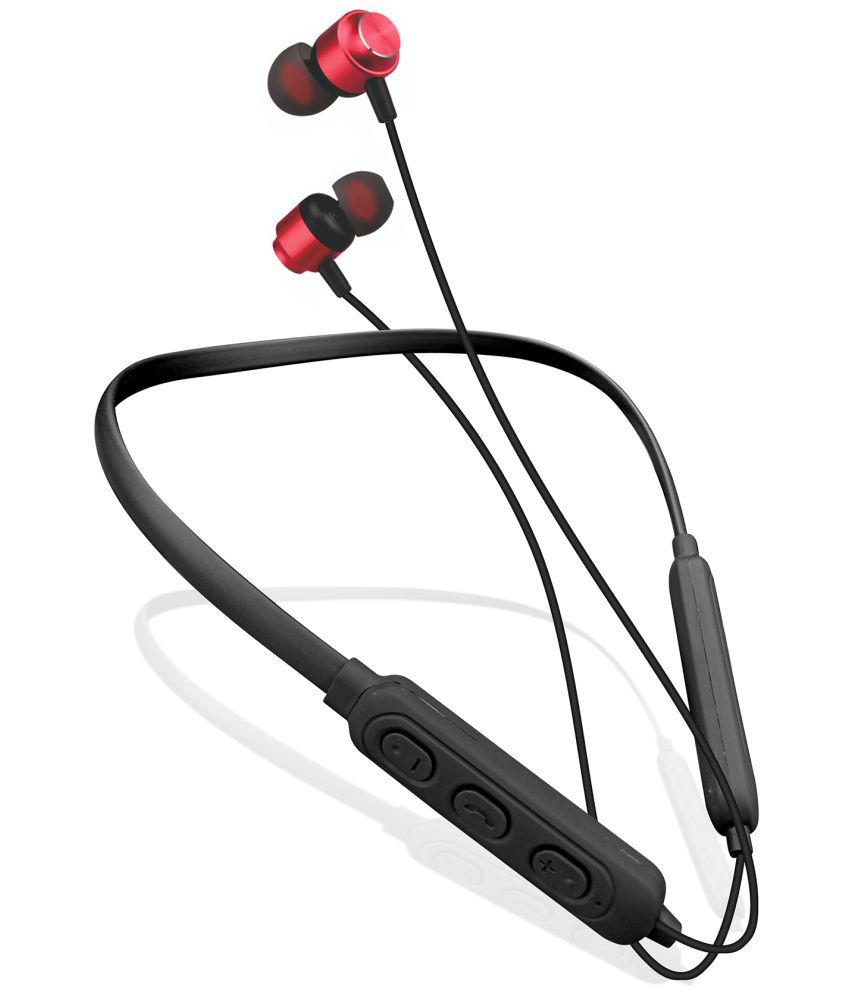 hitage NBT-5768+ Neckband In Ear Bluetooth Neckband 23 Hours Playback IPX6(Water Resistant) Fast charging -Bluetooth V 5.0 Red