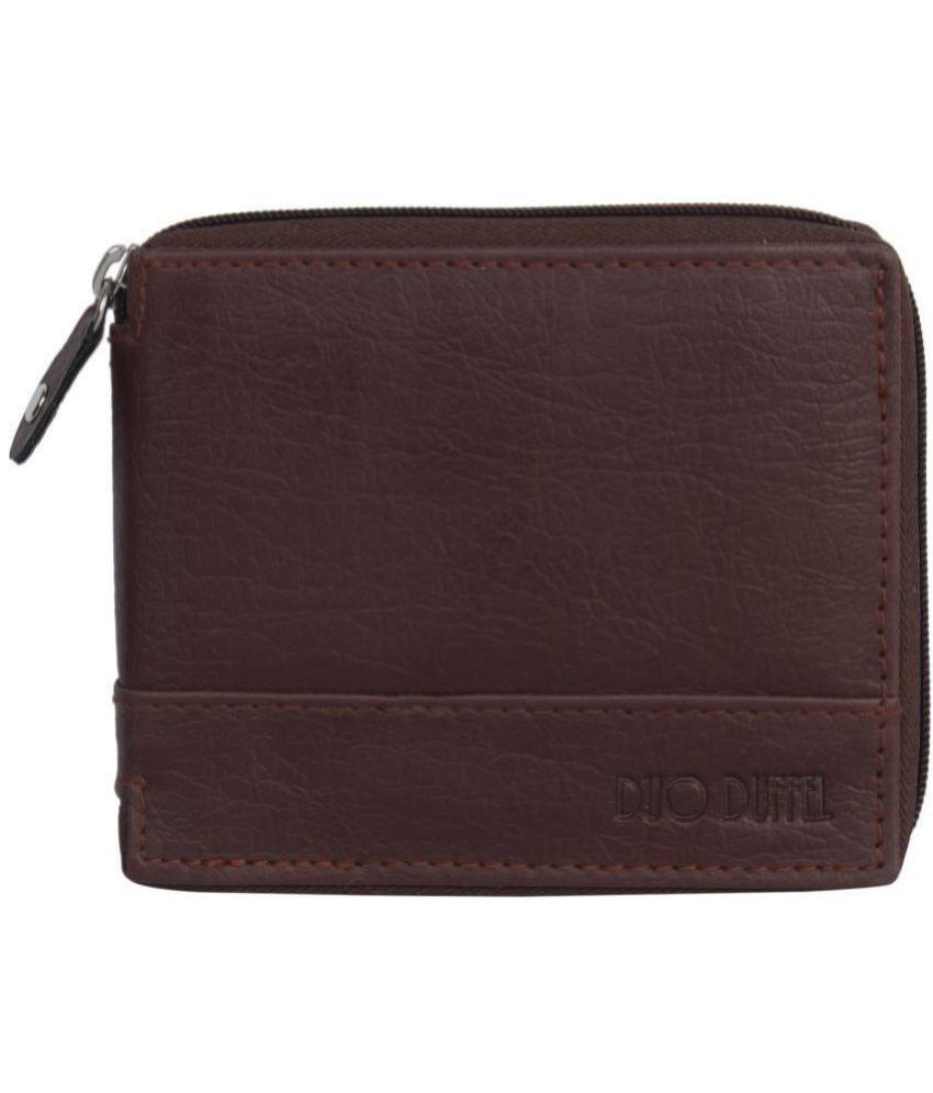     			DUO DUFFEL - Brown Faux Leather Men's Zip Around Wallet ( Pack of 1 )