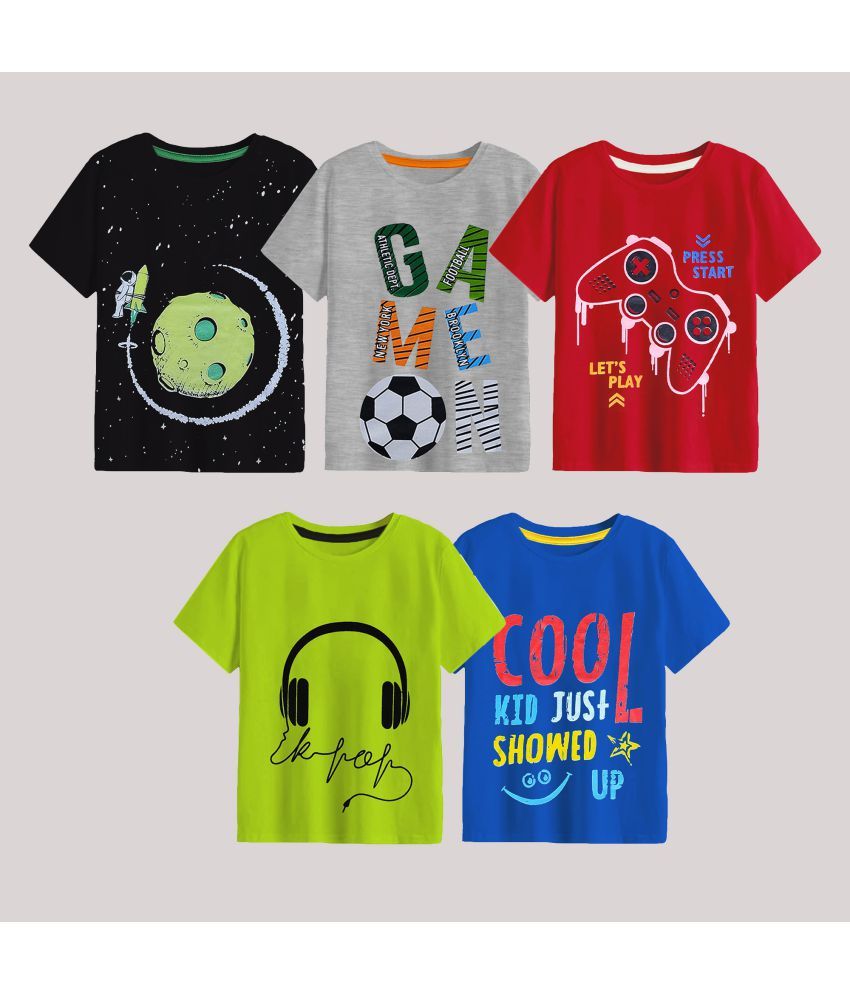     			Kuchipoo Pack of 5 Boys Cotton Blend T-Shirt ( Multicolor )