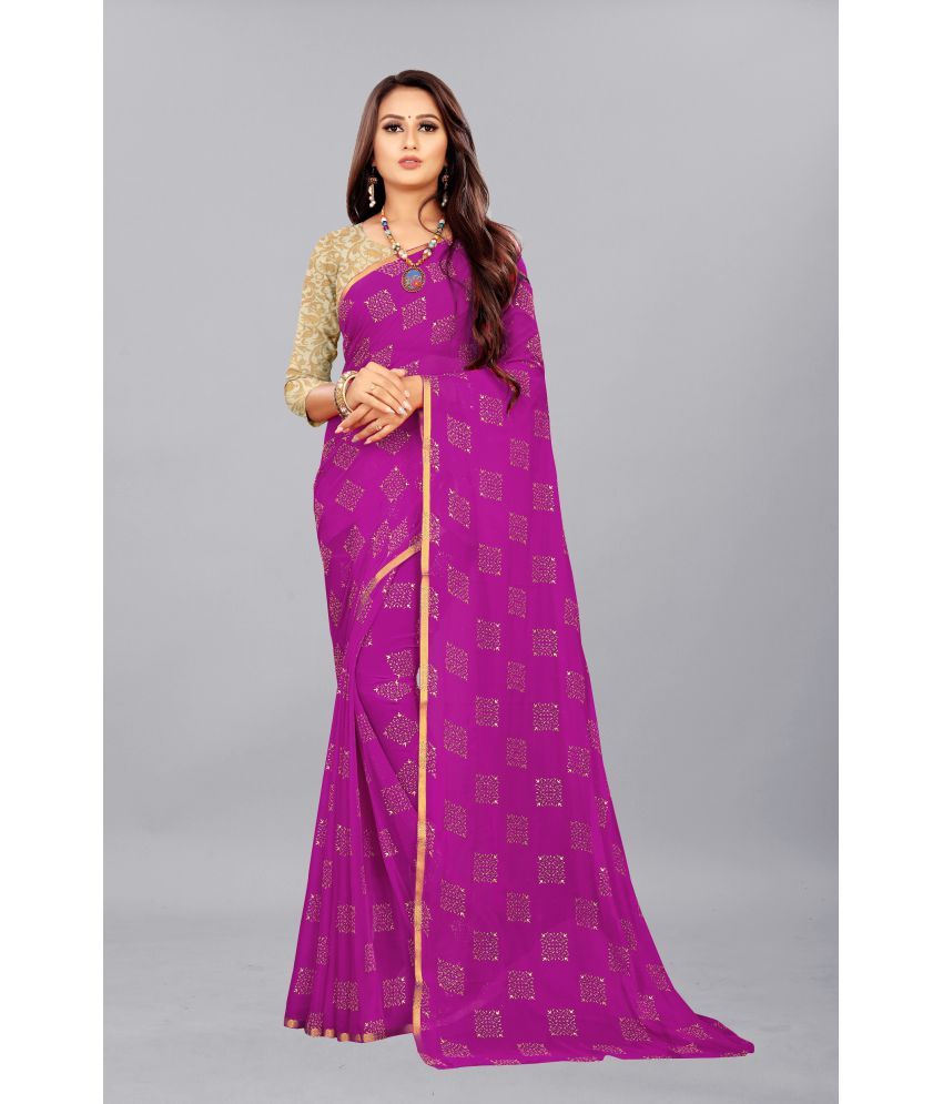     			Rhey - Magenta Chiffon Saree With Blouse Piece ( Pack of 1 )