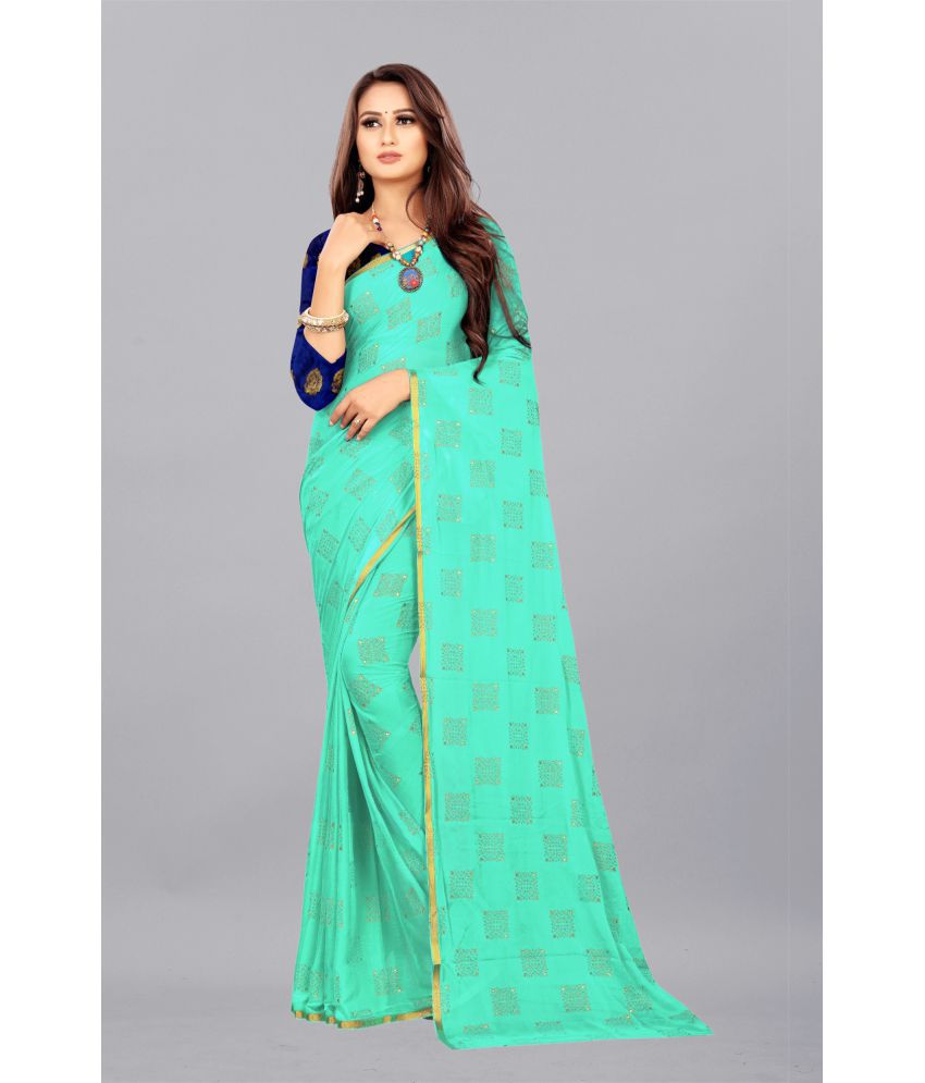     			Rhey - Sea Green Chiffon Saree With Blouse Piece ( Pack of 1 )