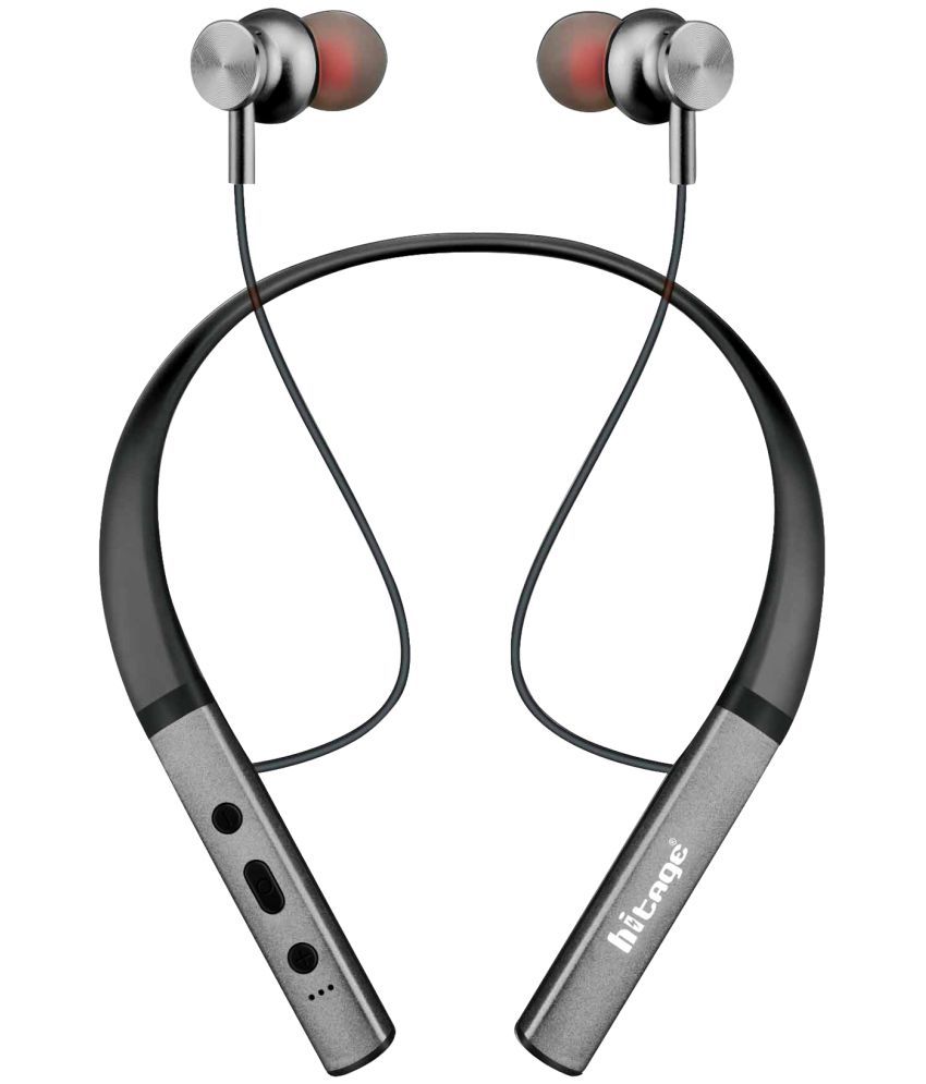 hitage NBT765 BT Neckband In Ear Bluetooth Neckband 21 Hours Playback IPX6(Water Resistant) Comfirtable in ear fit -Bluetooth Gray