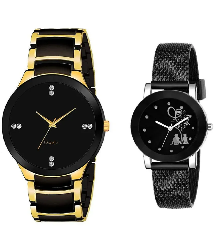 Men's Black Analog Watch With Metal Strap - Daraz India