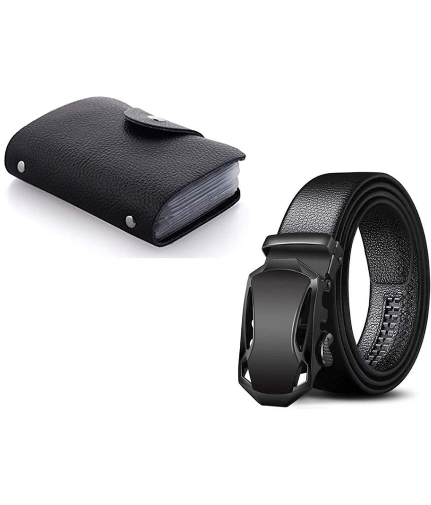     			Clock21 - Black Leather Men's Belts Wallets Set ( Pack of 1 )