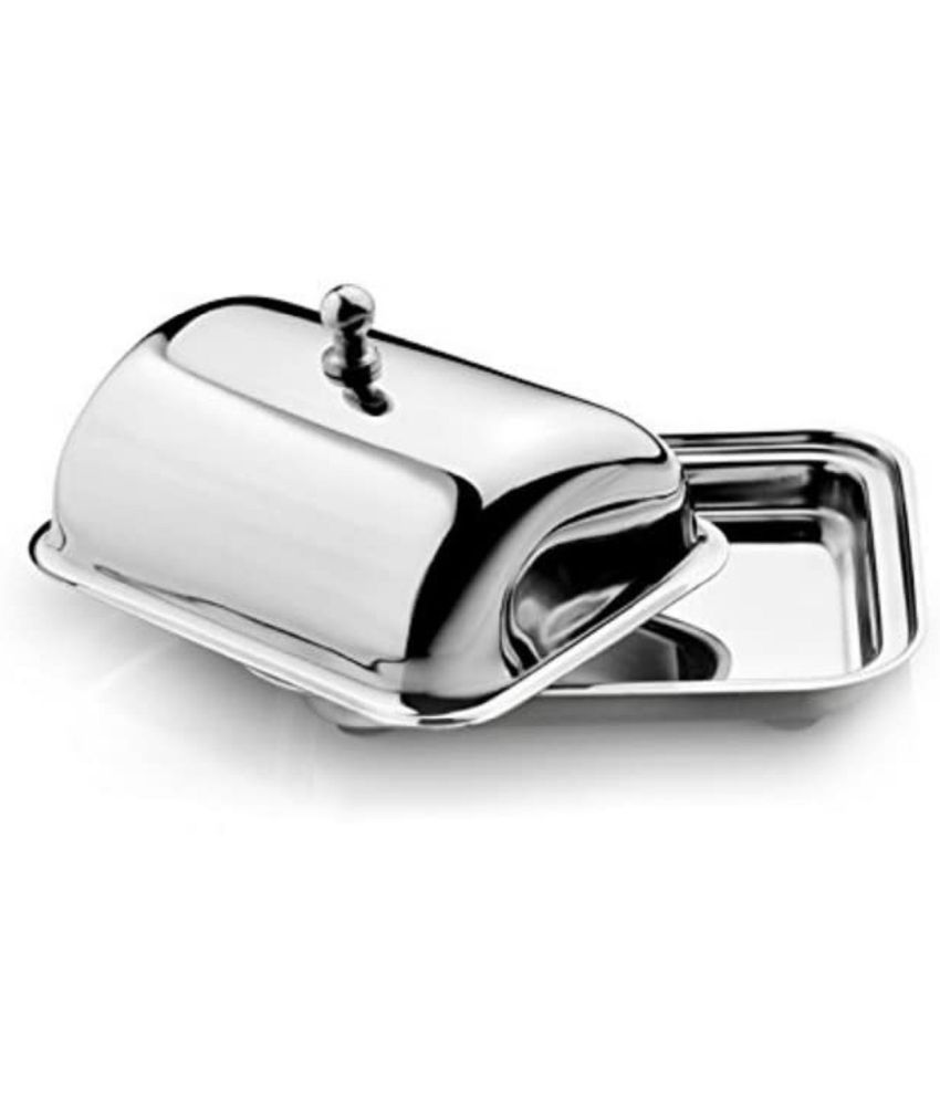 Dynore - Butter Dish Silver Serving Tray ( Set of 1 )