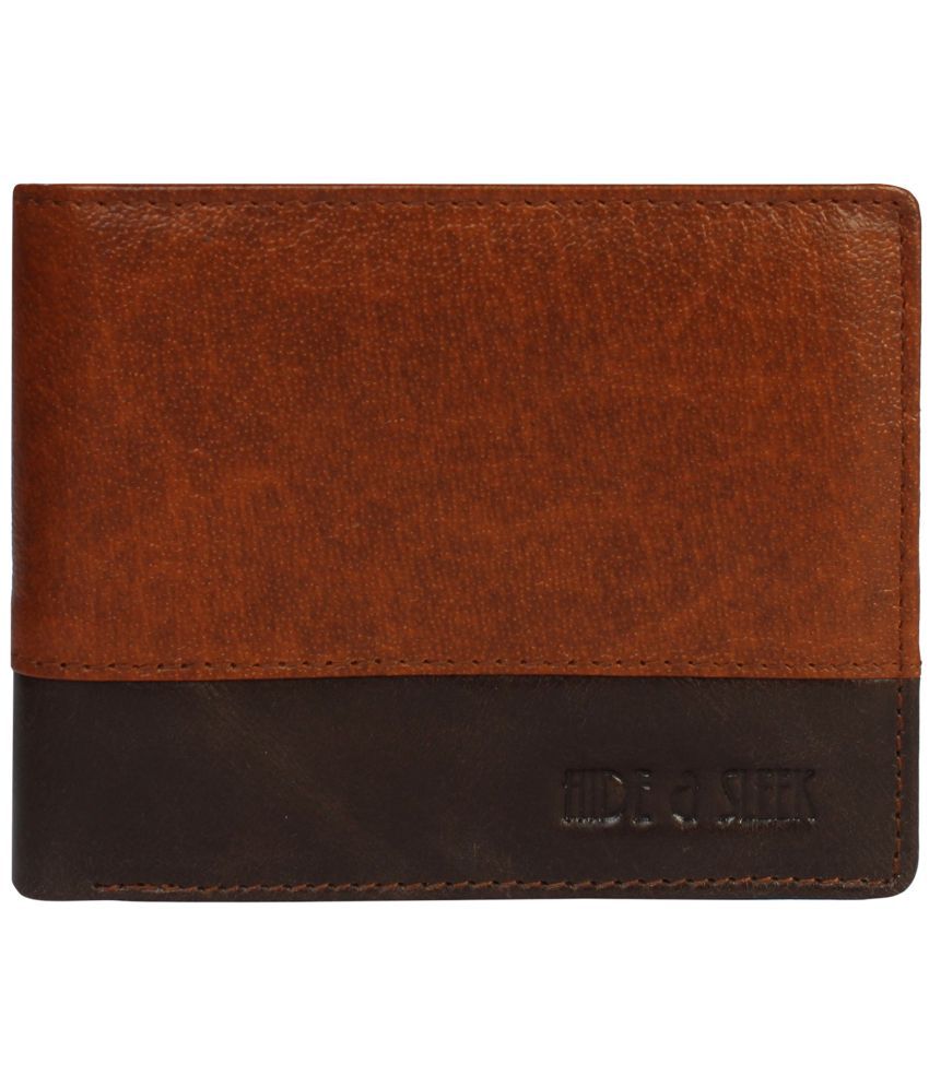     			Hide&Sleek - Brown Leather Men's Two Fold Wallet ( Pack of 1 )