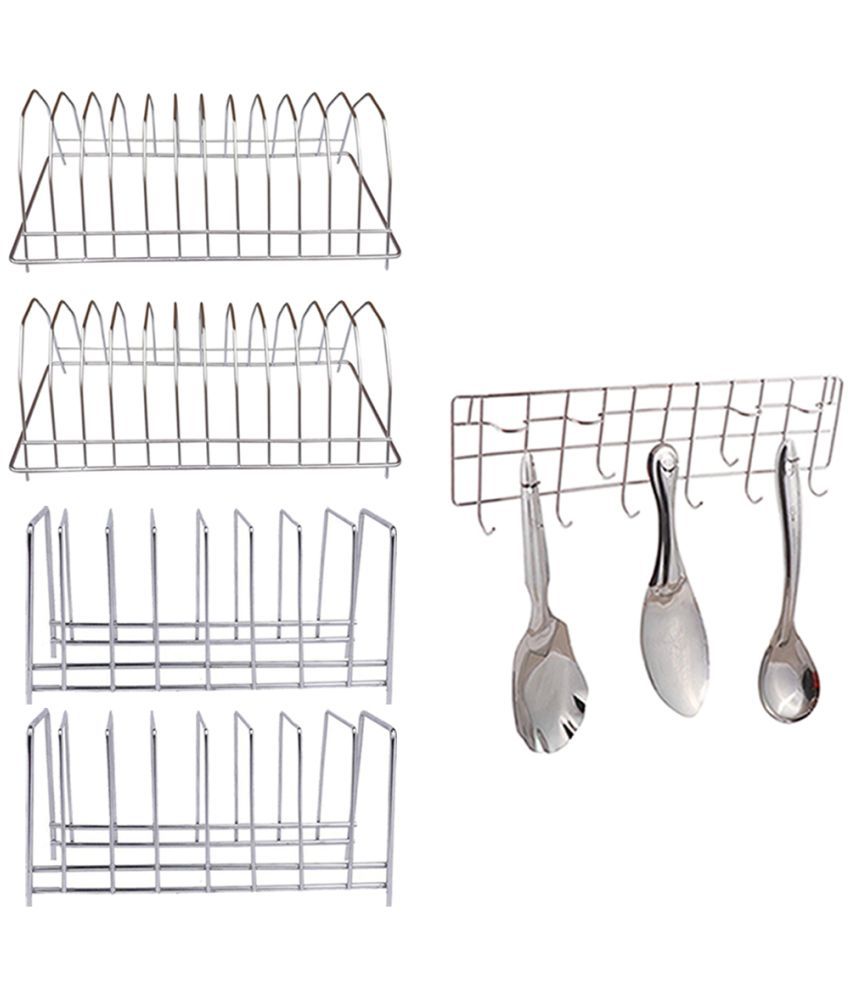     			JISUN - Silver Stainless Steel Storage Racks ( Pack of 5 )