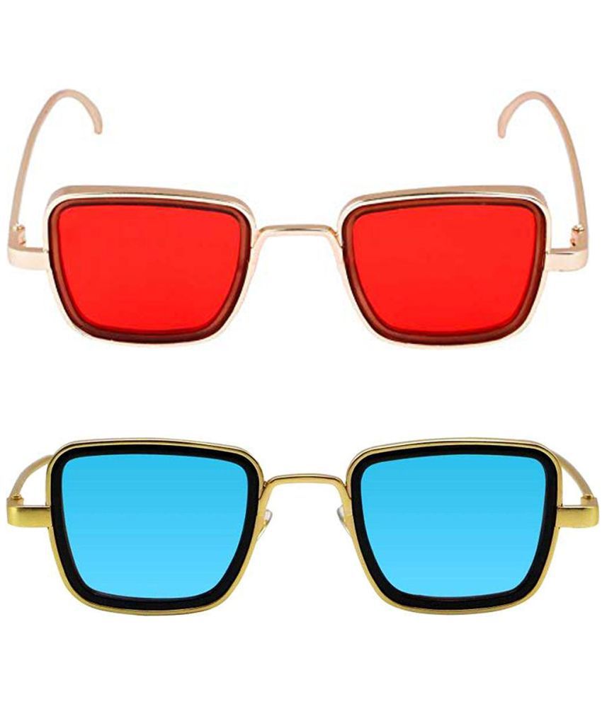     			Kanny Devis - Gold Rectangular Sunglasses ( Pack of 2 )