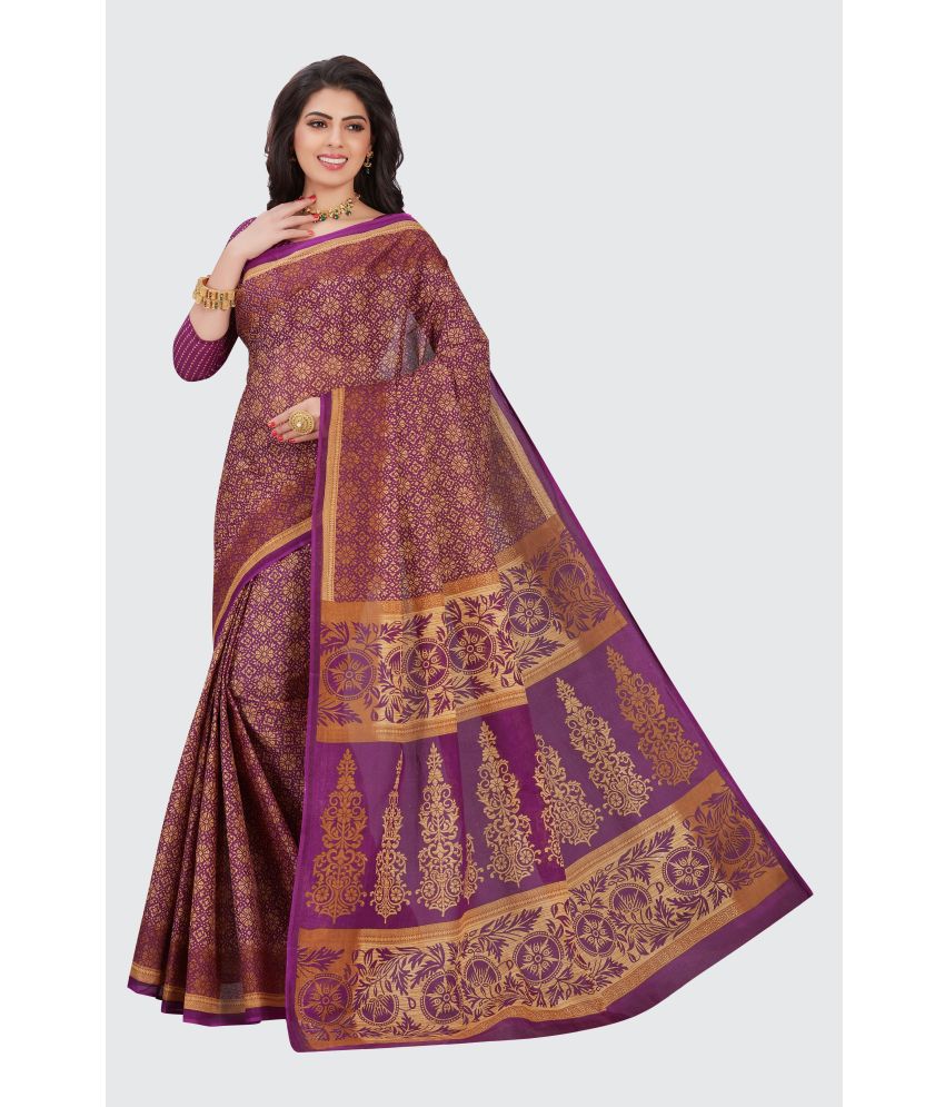     			SHANVIKA - Purple Cotton Saree With Blouse Piece ( Pack of 1 )