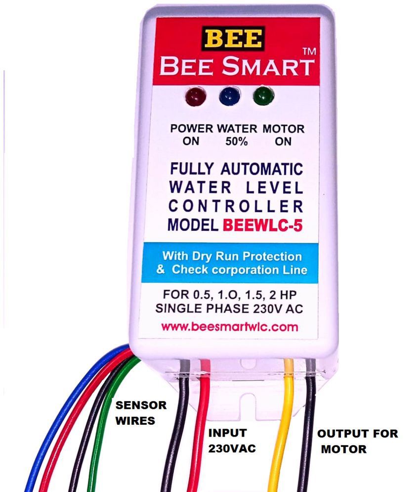     			Bee Smart Fully Automatic Water Level Controller Model BEEWLC-5 Auto on, Auto off, Dry Run Protection, 30 A Relay.