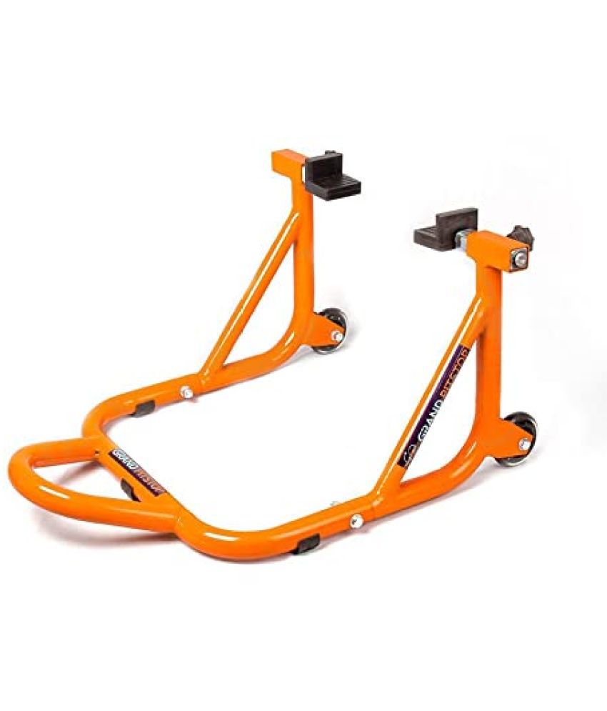Grand Pitstop Universal Rear Paddock Stand for Motorcycle with Swingarm Rest (Dismantable with Skate Wheels, Orange, Motorcycle Weight Up to 450 Kgs)