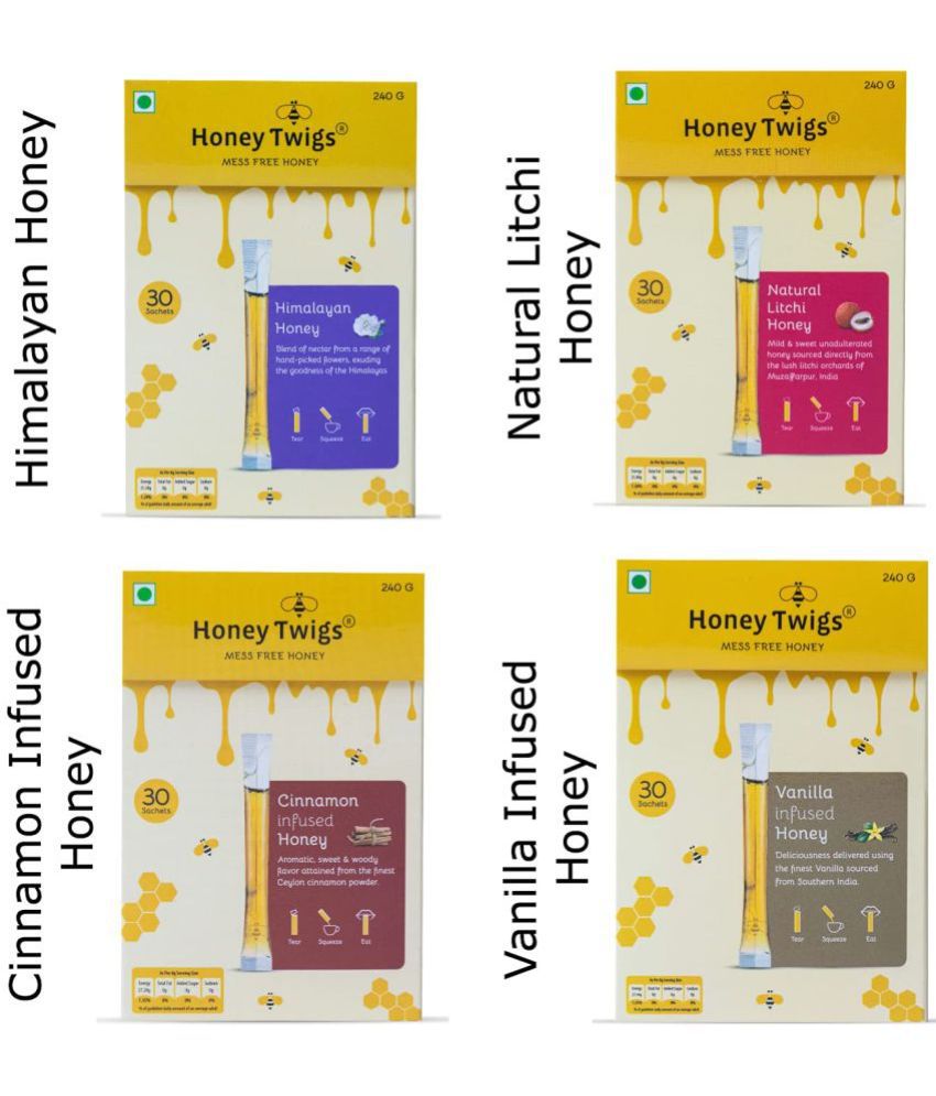     			HONEY TWIGS Honey Multi Flavour 960 g Pack of 4