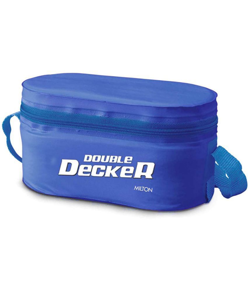     			MILTON Plastic Double Decker Lunch Box, (3 Container) Blue