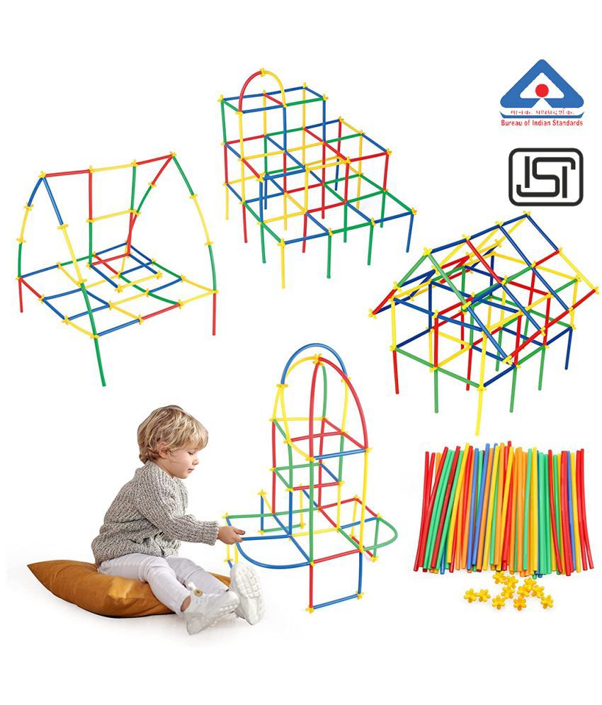     			NHR DIY Pipe Straw & Stick Block Perfectly Made, Delicate Design, Vibrant Colours, Educational, Suitable for Kids (3+Years, 228+ Pieces)