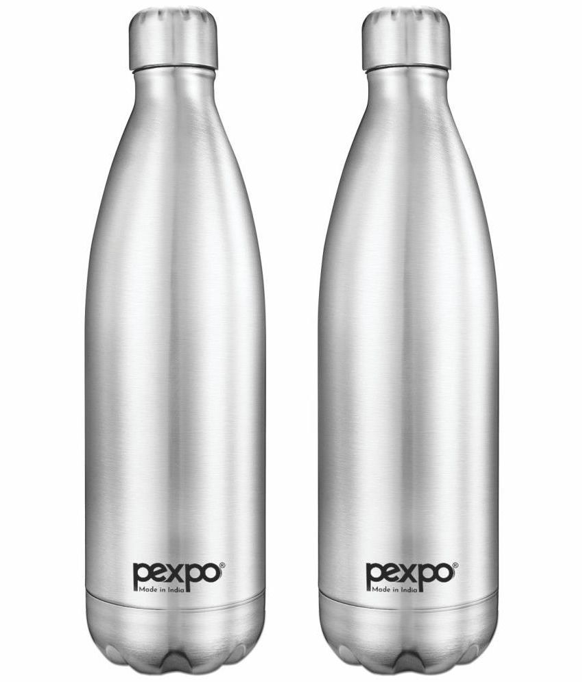     			Pexpo 500ml 24 Hrs Hot and Cold ISI Certified Flask, Electro Vacuum insulated Bottle (Pack of 2, Silver)