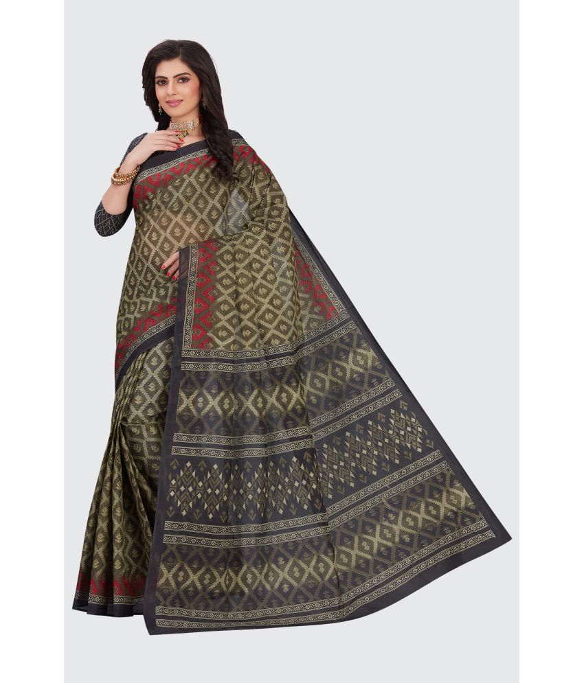     			SHANVIKA - Black Cotton Saree With Blouse Piece ( Pack of 1 )