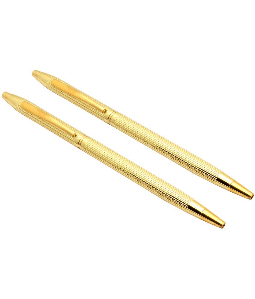    			Srpc Set of 2 Falcon Sleek Golden Body Ball Point Pen Blue Refill