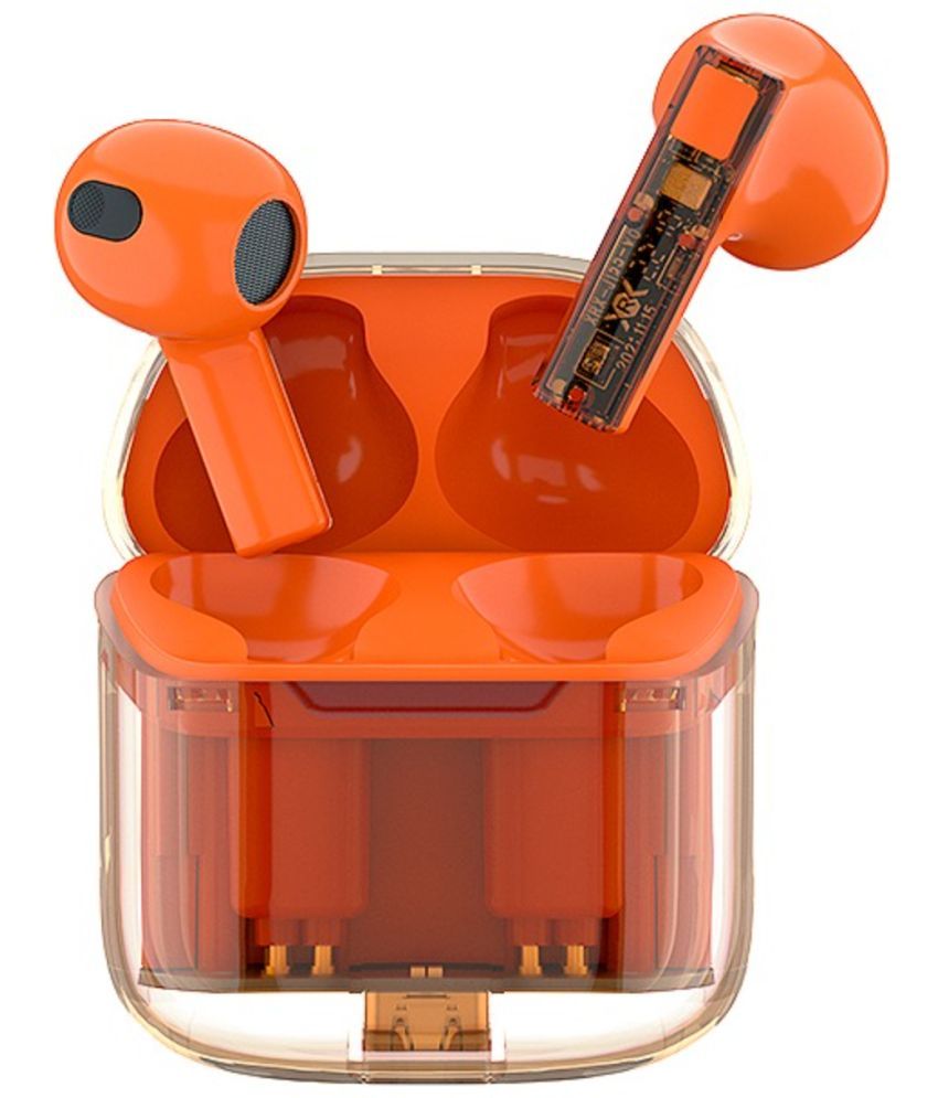     			VEhop PRO Transparent TWS In Ear True Wireless (TWS) 25 Hours Playback IPX4(Splash & Sweat Proof) Low Latency,Powerfull bass -Bluetooth V 5.2 Orange