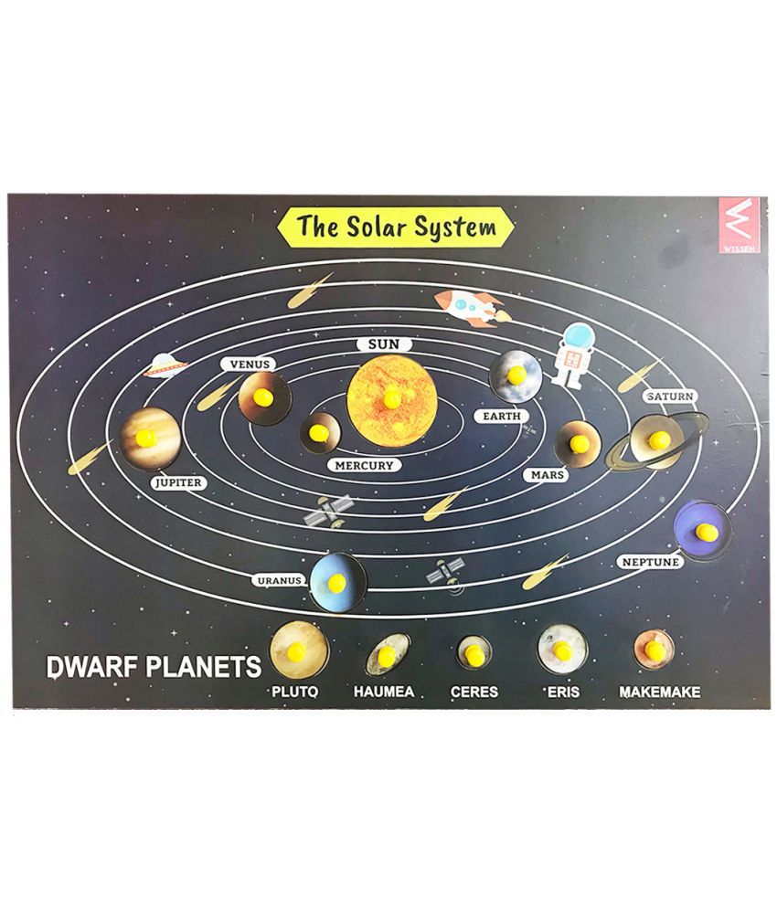     			WISSEN Wooden Solar System Knob Puzzle Tray for kids 2 years & Above