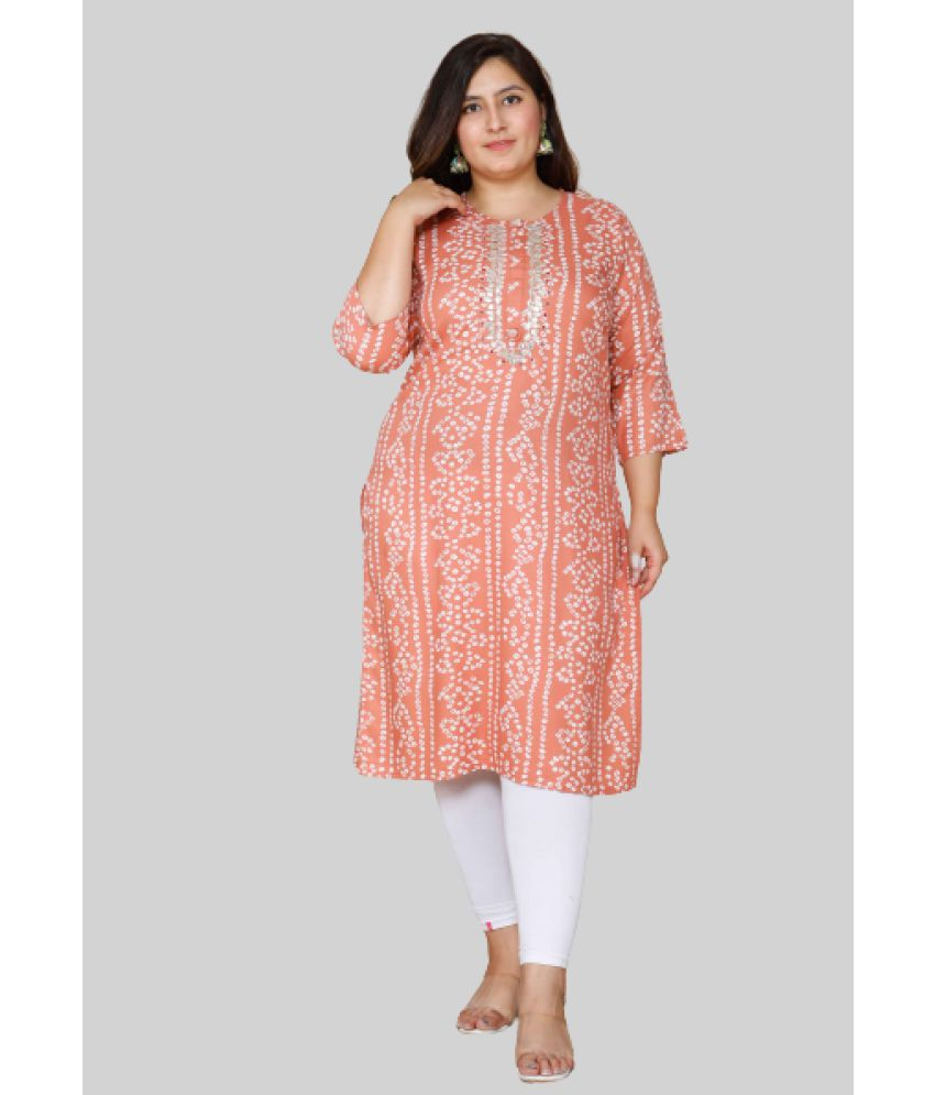     			miravan - Peach Rayon Women's Straight Kurti ( Pack of 1 )