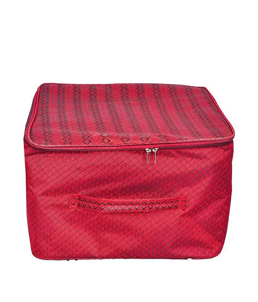 HOMETALES Nylon Saree Cover / Cloth Storage & Organizer ,Red (1U