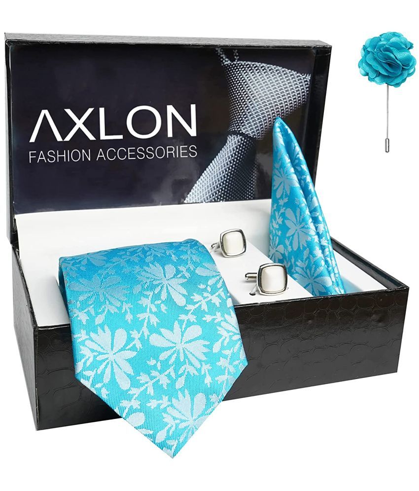     			Axlon Blue Floral Silk Necktie