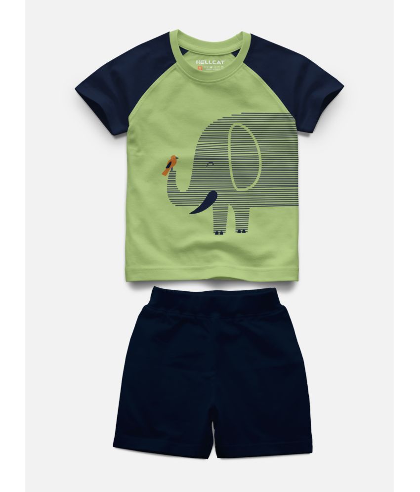    			HELLCAT - Green Cotton Blend Boys T-Shirt & Shorts ( Pack of 1 )