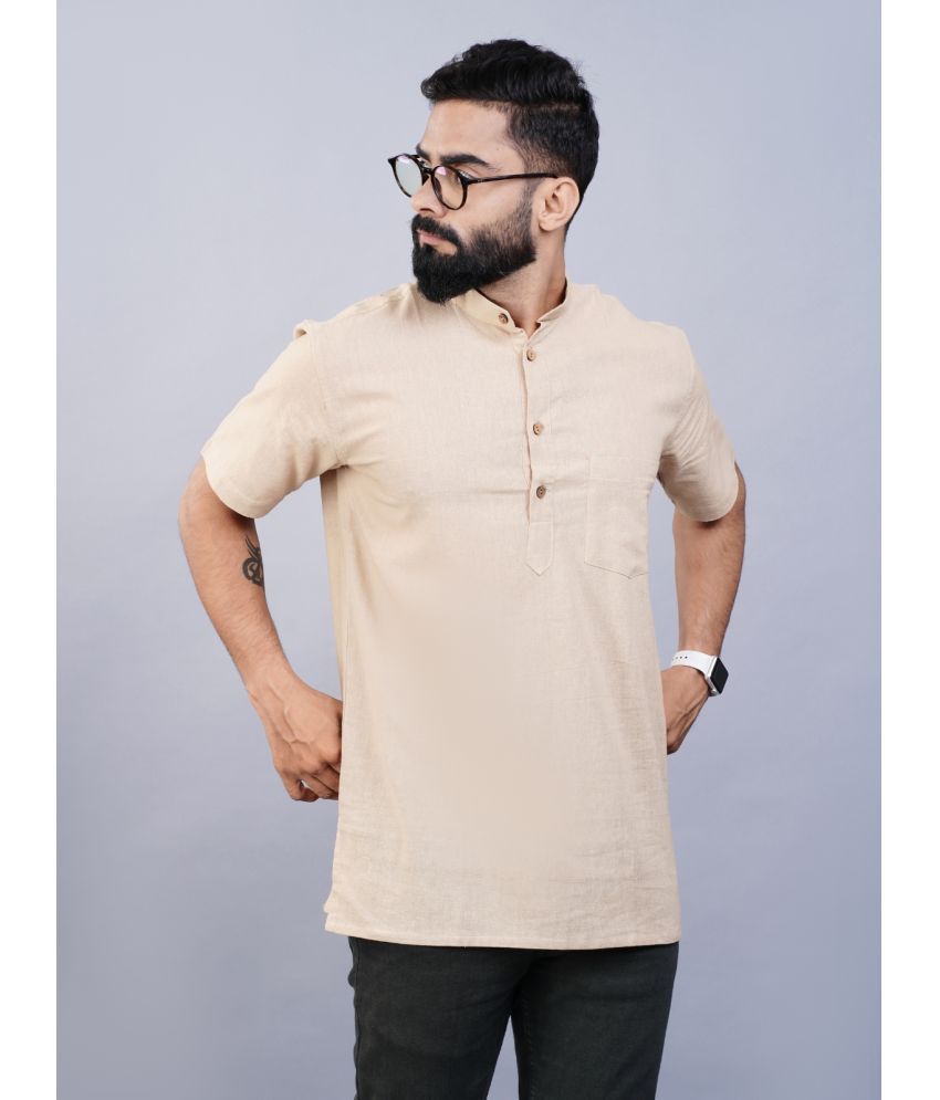     			QuaClo - Beige Cotton Men's Regular Kurta ( Pack of 1 )