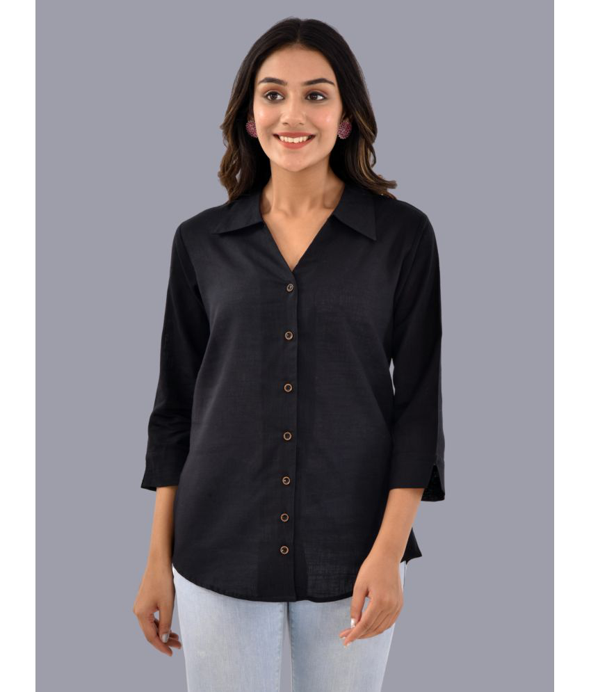     			QuaClo - Black Cotton Women's Shirt Style Top ( Pack of 1 )