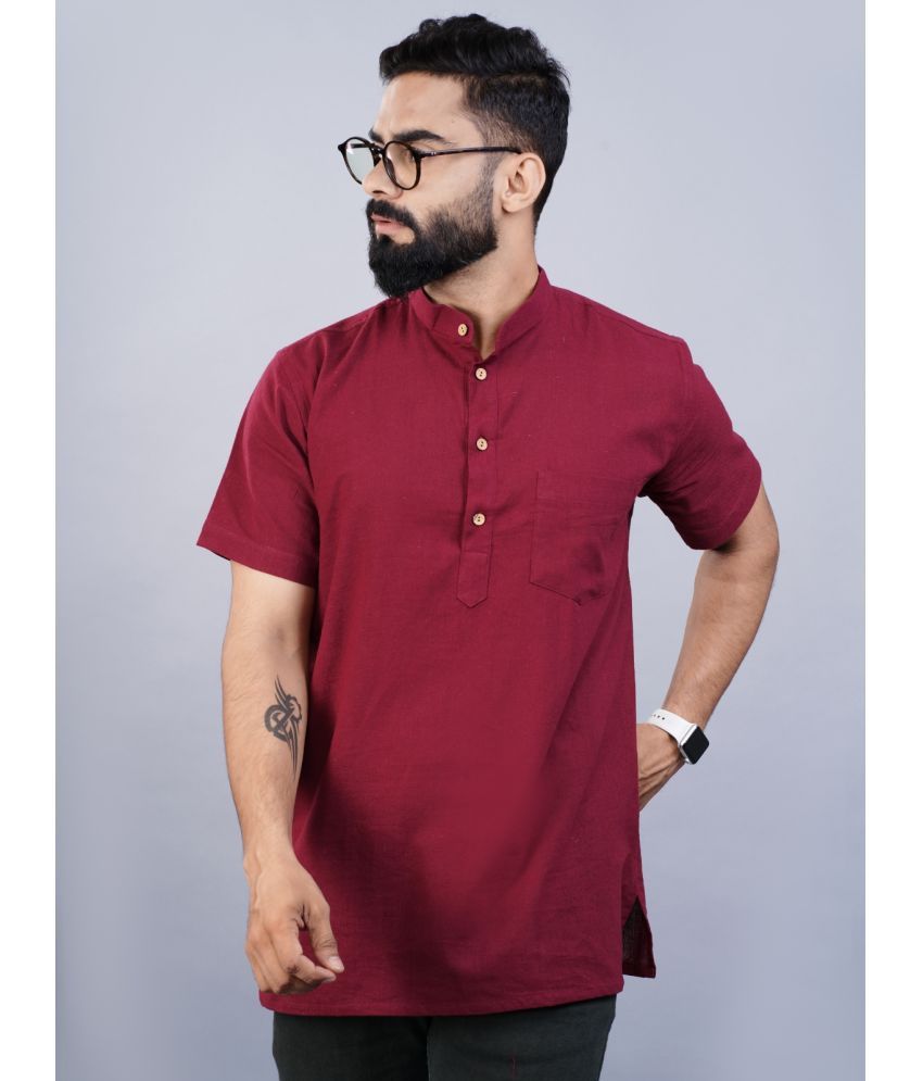     			QuaClo - Maroon Cotton Men's Regular Kurta ( Pack of 1 )